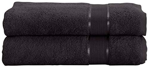 Mixibaby 2er Set Gästetuch Handtuch Duschtuch Badetuch Saunatuch Frottee Baumwolle 500gsm, Größe:Gästetuch 30x50cm, Farbe:Schwarz