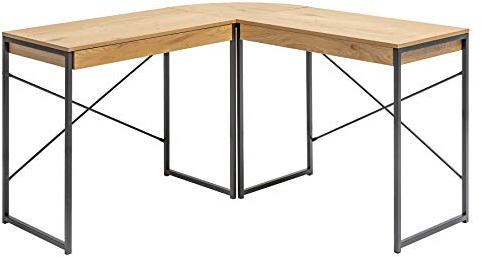 Riess Ambiente Industrial Eck-Schreibtisch Studio 130cm Eichenoptik mit Schubladen Bürotisch Tisch