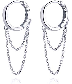 SLUYNZ 925 Sterling Silber Ohrringe Quaste baumeln für Frauen Teenager Damen Minimalistische Creolen Ohrringe Kette