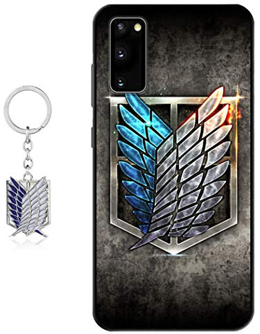 Staremeplz Hülle für Samsung Galaxy A41 Anime Handyhülle [Mit Angriff auf Titan Schlüsselbund] Cartoons Silikon Sanft Bumper Case Hülle für Samsung Galaxy A41