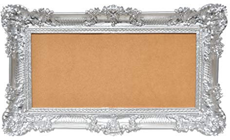Bilderrahmen im Barock-Stil Vintage Shabby Chic Foto Poster Made in Italy 96 x 56 cm in verschiedenen Farben (Silber)