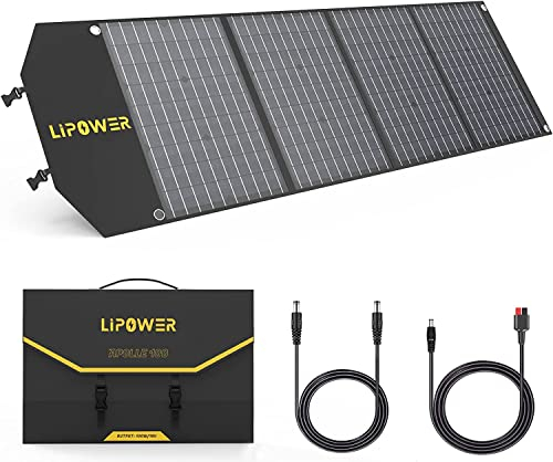 LIPOWER 100W Pannello solare portatile 18V per generatore di corrente da 300W/500W/1000W, caricatore solare pieghevole per PA300/SOL500/MARS-1000, con uscita USB, Type-C PD, per campeggio Van RV