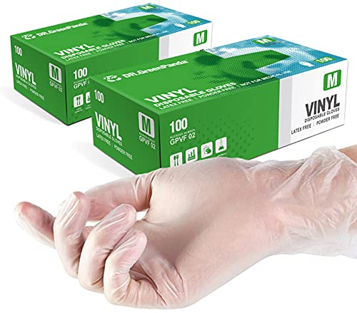 Dr.GreenPanda Medium 200pcs Clear Vinyl 3mil Food Safe Disposable Gloves