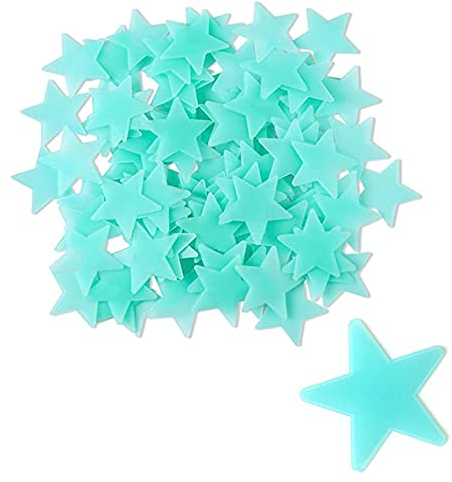Niuhong Fluoreszierende Wandtattoos 100 Pcs Leuchtende Sterne Leuchten Dunkeln 3D Sternaufkleber Dekoration Stern Wandtattoo Zimmer Schlafzimmer Decke Abziehbilder Schalter Aufkleber Sticker (Blau)