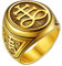 FaithHeart goldener Leviathan Kreuz Ring für Herren Männer Satanic Leviathan Bandring Satanic Fingerring Punk Biker Bandring mit Geschenkebox für Paar Pärchen