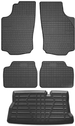 OMAC Fußmatten & Kofferraumwanne Set kompatibel mit Opel Corsa C Schrägheck 2000-2006 Gummi 5X