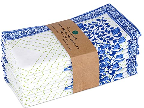 Stoffservietten, Set mit 12 Stück, Baumwoll-Leinen-Mischgewebe, bedruckt, perfekt für Partys, Abendessen, Hochzeiten, Cocktails, Weihnachten, Servietten, Tuch, 50.8x50.8 cm, PRNT-MESH mit Bankettecke