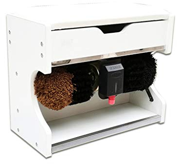 QHYXT Cireuse à Chaussures électrique, cireuse à Induction Automatique pour dépoussiérage et Polissage, dépoussiérage et Polissage Portables, kit de Cirage à Chaussures en Cuir Portable (Blanc)