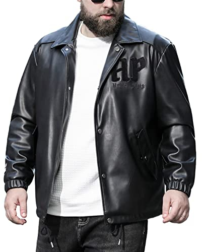 Veste en Cuir Polo pour Hommes Affaires décontractée Taille de la Graisse Veste Chaude d'hiver XL - 8XL,Noir,5XL