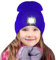 SPGOOD Mütze mit Led Licht Kinder,Led Mütze für Jungen und Mädchen,USB Wiederaufladbare LED Beleuchtete Beanie Mütze mit Licht,Winter Wärmer Haube mit LED Licht(Blau)