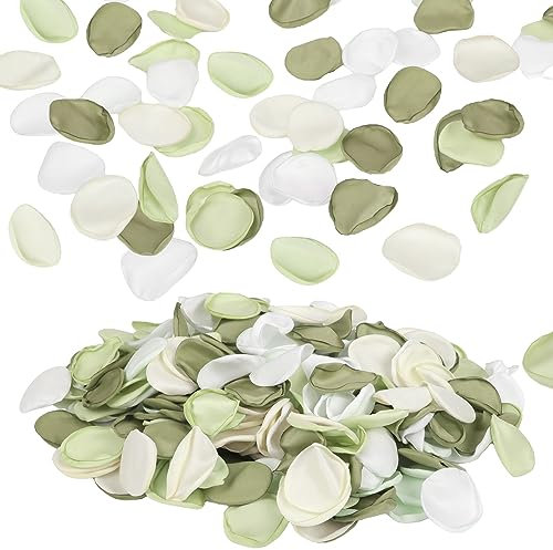 Emivery 500 petali di rosa in seta per matrimoni, petali di fiori verdi, finti petali di rosa per matrimonio, fiori, ragazze, corrimano, decorazione, centrotavola, decorazione per feste