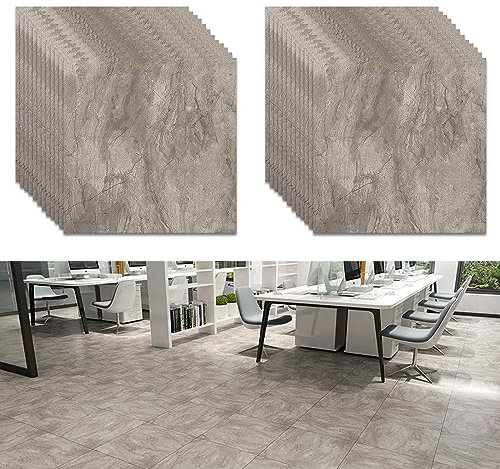 PVC Bodenbelag 30x30cm,24 Stück Selbstklebende Marmoreffekt Vinylboden Wasserdichte Fliesenaufkleber Fliesenoptik Bodenfliesen für Küche Wohnzimmer Balkon (24 Stück, 7085)