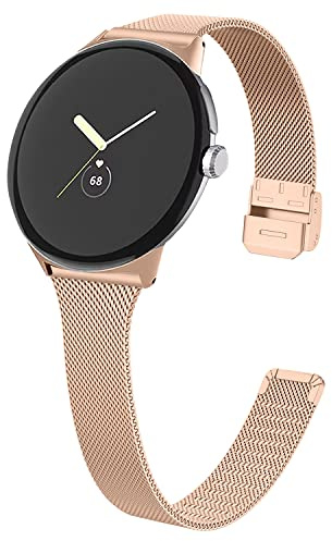 RuenTech Kompatibel med Google Pixel Watch 2/Pixel Watch metallarmband, ersättningsarmband i rostfritt stål, justerbart klockarmband för Google Pixel Watch 3 41 mm/Pixel Watch 4 41 mm, Größe L, Metall