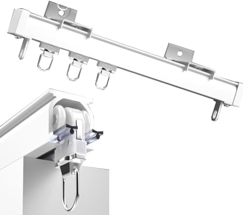 9,8 Fuß Aluminium-Deckenschiene für Vorhänge, Raumteiler-Vorhangstange, einspurige verschiebbare Vorhangschiene für Raumtrennung, Privatsphäre, Wohnmobil-Erkerfenster, Decken- oder Wandmontage (Farbe: