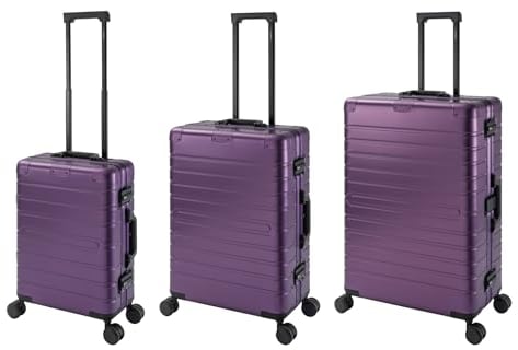 Travelhouse Koffer Oslo · 3-teiliges Set · Komplett aus Aluminium · Aluminium Hartschale · TSA · Reisegepäck Reisetrolley Trolley Reisekoffer · Vol. S-44L · M-70L ·L-102L· Lila