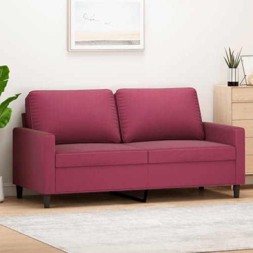 Cozynest 2-Sitzer-Sofa Weinrot 140 cm Samt Couch für Wohnzimmer, Polstersofa mit Metallgestell, Loungesofa Zweisitzer Wohnzimmersofa Wohnzimmermöbel