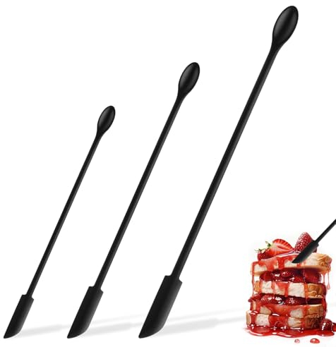 3PCS Mini Espátulas de Silicona,Utensilios de Cocina Espatula,Pequeña Cuchara de Silicona,Espátula de Botellas Mini Espátula,Espátula de Cristal,Espatulas para Frascos Mermelada,Frascos Cosméticos