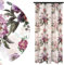 Voppi Vorhang Kräuselband 140 x 240 cm Pflanzenmuster Heller Vorhang mit bunten rosa Blumen Pfingstrose und grünen Blättern Elegante Dekoration für Wohnzimmer Schlafzimmer Wohnzimmer Wohnzimmer