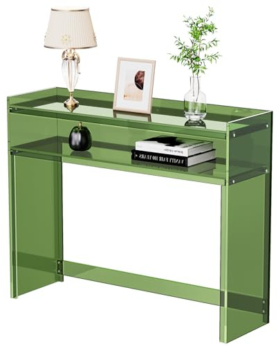 solaround Table Console en Acrylique, Table Entrée, Bureau, Bout de Canapé, pour Couloir, Entrée, Salon, 100 x 30 x 80 cm (Vert)