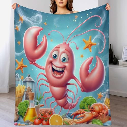 AAPZY Kuscheldecke Flanell Flannel 3D Decke Gedruckte Fleecedecke Weich Wohndecke Tagesdecke Sofadecke süßer Hummer Decke Sofa & Bett (180×200cm)