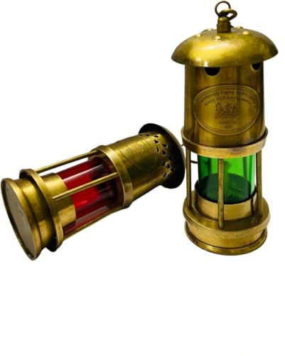 Lanterna nautica in ottone rosso/verde lampada decorativa da appendere lanterna marina lampada antica nautica minore lampada a olio nave barca realizzata per Royal Navy Londra 1920 lanterna 15,2 cm