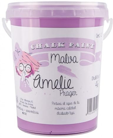 IberNorma Amelie Prager 500ml Pintura a la Tiza para muebles, Chalk paint para decoración y manualidades en madera 0,5L (46 Malva, 0,5 Litros)