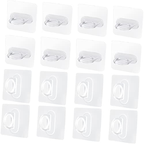 Abaodam 30pcs Self Adhesive Wall Hooks Multi-Purpose Round Sticky Hooks for Spray Bottles Kitchen Organizing No Drill Installation Transparent Hangers for Bathroom and Home Use