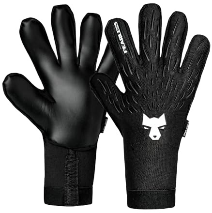 FEARLESS GOALKEEPERS Wolf Pro Onyx Handschuhe - Atmungsaktive Torwarthandschuhe, Rutschfester Griff, Negativschnitt und Gefühl Zweiter Haut - Für Erwachsene & Kinder