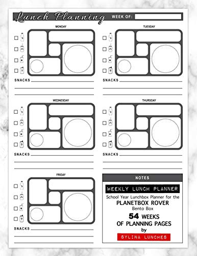 Weekly Lunch Planner: School Year Lunchbox Planner for the PlanetBox Rover Bento Box: 54 Weeks of Planning Pages (Bento Box Lunch Ideas)