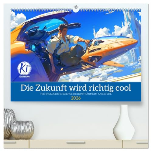Die Zukunft wird richtig cool (hochwertiger Premium Wandkalender 2026 DIN A2 quer), Kunstdruck in Hochglanz: Anime Abenteuer in eine wilde Science Fiction Zukunft hinein (CALVENDO Technologie)