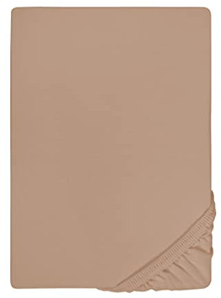 biberna Jersey-Elastic-Spannbetttuch 0077866 (Matratzenhöhe max. 25 cm) 1x 140x200 cm - 160x220 cm, Macchiato