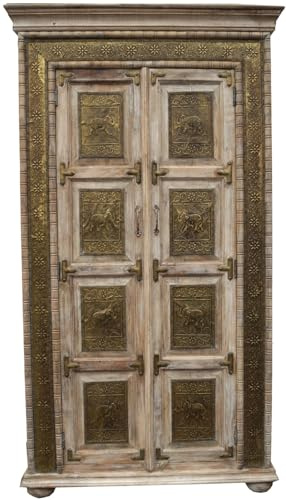 GURU SHOP Schrank, Kleiderschrank, Massivholz, Vintage Look - Modell A13, 180x97x40 cm