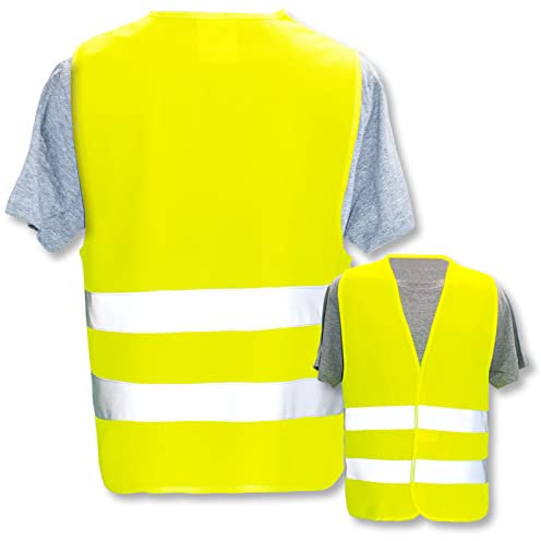 PixiPrints.com Warnweste bedruckt mit Ihrem Namen Text Bild Logo * Farbe + Größe: Gelb (3XL/4XL) * Druckposition: Rücken * echte Reflex-Leuchtstreifen * personalisiertes Design selbst gestalten