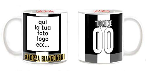 csm informatica Tazza Mug Personalizzabile foto/logo.. Tuo Nome e Numero gadget compatibile per tifoso bianconero