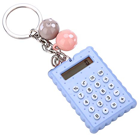 Calculatrice de Porte-clés, Mini Calculatrice de Porte-clés de Style Biscuits Mignons Portables, Calculatrice de Poche à Affichage 8 Bits pour Enfants/étudiants(Bleu)
