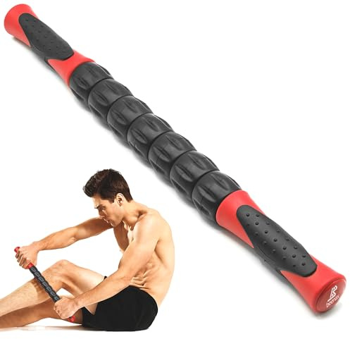 Beenax Muscle Roller Stick - Hand Held Massager, Trigger Point, Deep Tissue | 360° Ridged Rollers, Myofascial Release, Muscle Knots, Quads, Calves, Hamstrings, Back, Arms, Recovery, Mobility & Warm-Up