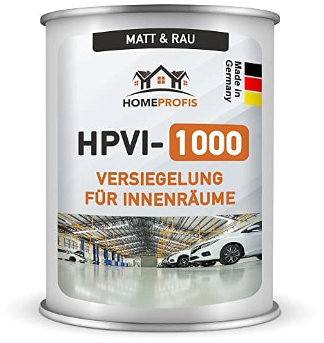 Home Profis® HPVI-1000 matte & rutschfeste Versiegelung (50m²) für Garage & Werkstatt – Raue 2K Epoxidharz Innen Bodenversiegelung (5kg) Schutzschicht für Bodenbeschichtung