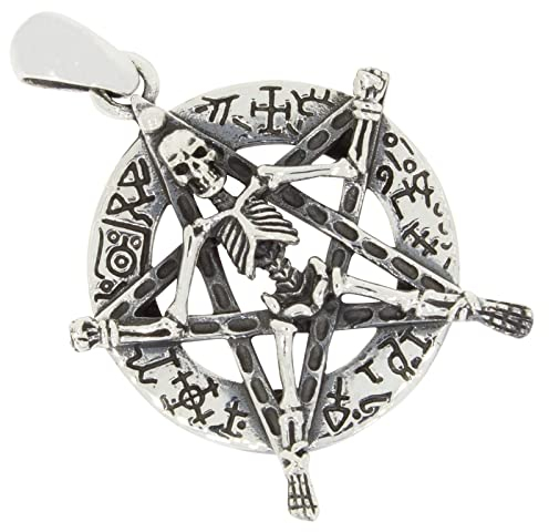 AFP Anhänger Pentagramm Skelett Gothic Schmuck 925 Sterling Silber AS-827