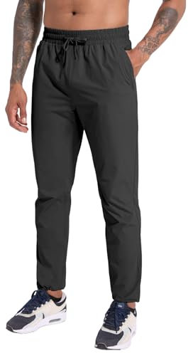 Herren Outdoorhose Wanderhose Wasserdicht Schnelltrocknend Trekkinghose Leichte Stretch Jogginghose UV Schutz UPF 50 Funktionshose Sporthose Herren Lang Laufhose Freizeithose Trainingshose Black-XL