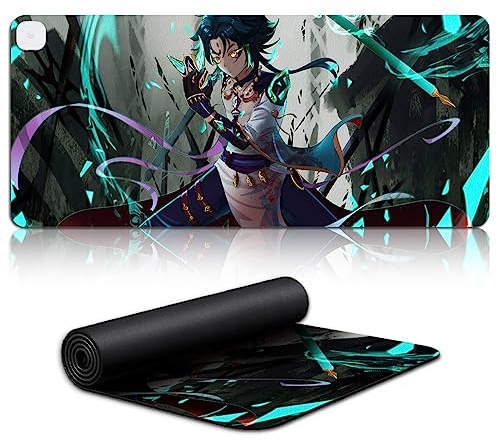 Warm Full Desk Mousepad XXL Genshin Impact Xiao Keyboard Desk Mat personaggio del gioco Mouse Pad Large (33x80cm) Con 3 modalità di riscaldamento