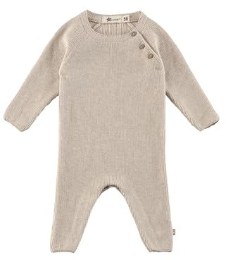 Sterntaler Overall - Unisex Einteiler aus Baumwollgarn - Baby Overall mit verdeckter Knopfleiste im Schritt - Strickoverall - bequemer Baby Jumpsuit ab Geburt - Strampler - natur melange, Größe 68