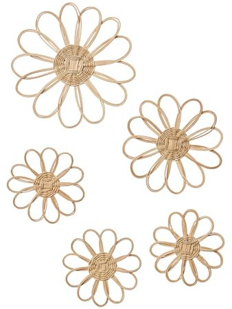 VERTBAUDET Lot de 5 Fleurs murales en rotin TU
