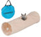 Relaxdays Katzentunnel, weiches Plüsch, mit Spielball, Faltbare Katzenröhre, B x D: 88 x 25 cm, Spieltunnel, beige