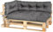 MKS Outdoor-Palettenkissen mit Spanngurten passend zur Palette | Balkon-Sofa-Wasserdicht | Outdoor-Europaletten-Sitzkissen | Outdoor- Bankauflage (3er Set (120x80 cm + 120x40 cm + 60x40 cm))