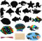 COMNICO Lot de 36 images à gratter pour enfants - Motif animaux marins - Arc-en-ciel - Avec tige en bois et ruban - Sirène - Bricolage - Bricolage - Pour fête, anniversaire, mer, thèmes de fête