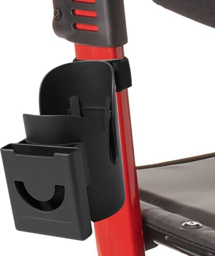 Joxodak Wheelchair Cup Holder 2 in 1 Strap-on Walker Cup and Phone Holder Compatible with Drive Medical Nitro Rollator Walkers Cup Holder for Wheelchair, Walker, Rollator, Camper
