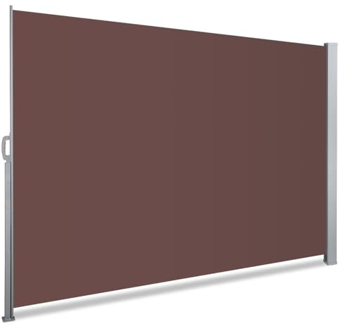 VOUNOT® Toldo Lateral Retráctil, Protege la Privacidad, Protector Solar a Prueba de Viento, para Balcón, Jardin, Terraza, 140 x 300cm, Marrón Oscuro