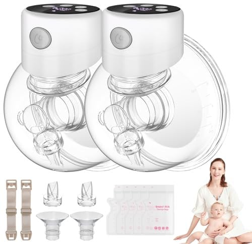 Lillo Breast Pump Hands Free, Electric Leak-Proof Pumps Wearable Portable,Low Noise &Painless Breastfeeding Milk Pumps, BPA Free (White*2)