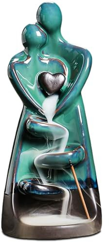 ZONSUSE Brûleur D'encens Cascade Couple, Porte-encens Créatif en Forme de Statue, Porte-encens Couple Hug, pour décorations de Saint-Valentin Anniversaires Mariages Cadeaux de Saint Valentin (Lover)