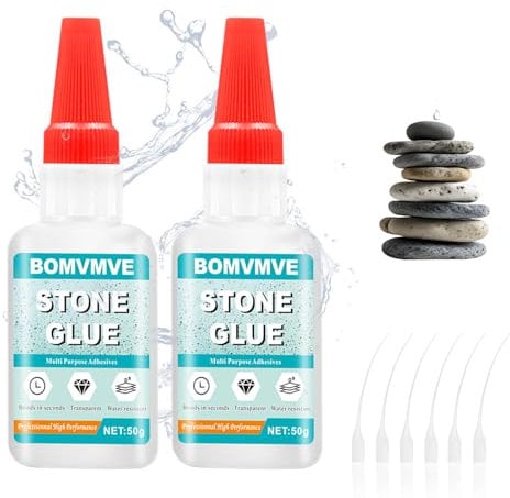 BOMVMVE Colla per Pietra, 100g Colla per Marmo, Trasparente, Impermeabile e con Forte Adesione, per Incollare Pietre-Naturali, Marmo, Pietra Artificiale, Artificial Stone
